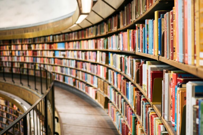 Shelves of books representing the document knowledge base that RAG retrieves from